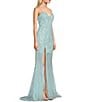 Color:Ice Blue - Image 3 - Beaded Embroidered Mesh Long Dress