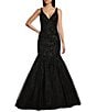 Color:Black - Image 1 - Beaded V-Neck Mermaid Gown