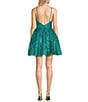 Coya Collection Embroidered Deep V-Neck Low Back A-Line Dress, Color:Emerald - Image 2