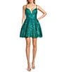 Coya Collection Embroidered Deep V-Neck Low Back A-Line Dress - Image 1