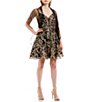 Color:Black/Gold - Image 4 - Embroidered Sequin Mesh Fit And Flare Dress