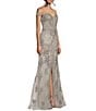 Color:Silver - Image 3 - Off-The-Shoulder Beaded Embroidery Mermaid Gown