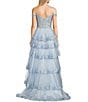 Color:Light Blue - Image 2 - Off-The-Shoulder Illusion Lace Corset Glitter Tiered Ball Gown