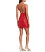 Color:Red - Image 2 - Pattern Sequin V-Neck Mini Dress