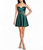 Coya Collection Satin Beaded Illusion Corseted Bodice A-Line Dress - Image 1