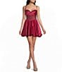 Coya Satin Drape Neck Stone Embellished Bustier Corseted A-Line Bubble Dress - Image 1