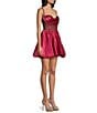 Coya Satin Drape Neck Stone Embellished Bustier Corseted A-Line Bubble Dress - Image 3