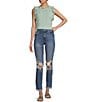 Color:Every So Often - Image 3 - High Rise Destructed Rolled Cuff Mom Jeans