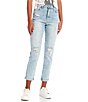 Color:Integrity - Image 1 - Distressed High Rise Mom Jeans
