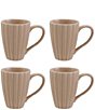 Creative Co Op 14-oz. Stoneware Ribbed Mug with Reactive Glaze, Set of 4, Color:Cream - Image 1