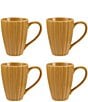 Creative Co Op 14-oz. Stoneware Ribbed Mug with Reactive Glaze, Set of 4, Color:Mustard - Image 1
