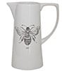 Creative Co Op Ceramic Bee Pitcher, Color:White - Image 1
