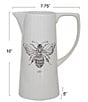 Creative Co Op Ceramic Bee Pitcher, Color:White - Image 2