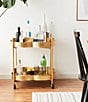 Creative Co Op Clover Shaped 2-Tier Hammered Metal Bar Cart with Wheels - Image 1