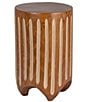Creative Co Op Hand-Carved Wood Vertical Stripes Side Accent Table - Image 1