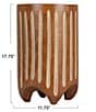 Creative Co Op Hand-Carved Wood Vertical Stripes Side Accent Table - Image 2