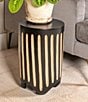 Creative Co Op Hand-Carved Wood Vertical Stripes Side Accent Table - Image 6