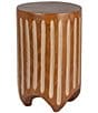 Creative Co Op Hand-Carved Wood Vertical Stripes Side Accent Table - Image 2