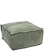Creative Co Op Square Velvet Pouf with Piping - Image 1