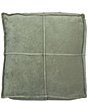 Creative Co Op Square Velvet Pouf with Piping - Image 2