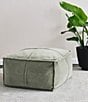 Creative Co Op Square Velvet Pouf with Piping - Image 1
