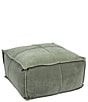 Creative Co Op Square Velvet Pouf with Piping - Image 2