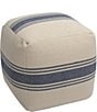 Creative Co Op Striped Square Cotton Canvas Pouf - Image 1