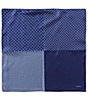Cremieux 4-Square Neats Medallion Woven Silk Pocket Square, Color:Blue - Image 1