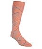 Color:Coral - Image 1 - Argyle Pattern Crew Dress Socks