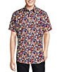 Color:Blue - Image 1 - Big & Tall Blue Label Short Sleeve Paisley Printed Woven Shirt
