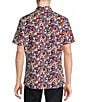 Color:Blue - Image 2 - Big & Tall Blue Label Short Sleeve Paisley Printed Woven Shirt