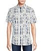 Color:White - Image 1 - Big & Tall Geometic Vertical Print Short Sleeve Shirt