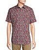 Color:Blue/Red Multi - Image 1 - Big & Tall Retro Paisley Printed Stretch Short Sleeve Woven Shirt