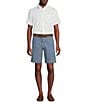 Color:Blue - Image 3 - Blue Label Block Island Collection Chambray Denim Madison Classic Fit 9#double; Inseam Shorts