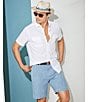Color:Blue - Image 6 - Blue Label Block Island Collection Chambray Denim Madison Classic Fit 9#double; Inseam Shorts