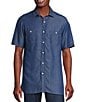 Color:Indigo - Image 1 - Blue Label Block Island Collection Indigo Short Sleeve Woven Shirt