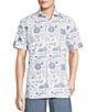 Color:Lucent White - Image 1 - Blue Label Block Island Collection Island Map Print Short Sleeve Woven Shirt
