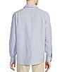 Color:Blue Bell - Image 2 - Blue Label Camargue Collection Seersucker Rolled Long Sleeve Linen Cotton Woven Shirt