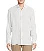 Cremieux Blue Label Cape Town Collection Solid Long Sleeve Woven Linen Shirt, Color:White - Image 3