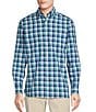 Color:Teal - Image 1 - Blue Label Checked Pattern Poplin Long Sleeve Woven Shirt