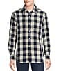 Color:Dark Navy - Image 1 - Blue Label Classic Fit Buffalo Checked Reversible Double-Faced Long Sleeve Woven Shirt