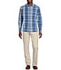 Color:Chambray Blue - Image 3 - Blue Label Color Washed Plaid Poplin Long Sleeve Woven Shirt