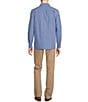 Color:Chambray Blue - Image 4 - Blue Label Color Washed Striped Poplin Long Sleeve Woven Shirt