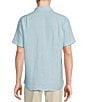 Color:Aqua - Image 2 - Blue Label French Linen Collection Classic Fit Short Sleeve Shirt