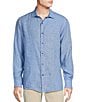 Color:Blue - Image 1 - Blue Label French Linen Collection Long Sleeve Woven Shirt