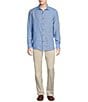 Color:Blue - Image 3 - Blue Label French Linen Collection Long Sleeve Woven Shirt