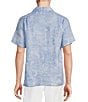 Color:Blue - Image 2 - Blue Label French Linen Collection Paisley Print Short Sleeve Woven Camp Shirt