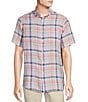 Color:Light Pink - Image 1 - Blue Label French Linen Collection Plaid Short Sleeve Woven Shirt
