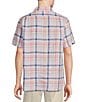 Color:Light Pink - Image 2 - Blue Label French Linen Collection Plaid Short Sleeve Woven Shirt