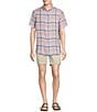Color:Light Pink - Image 3 - Blue Label French Linen Collection Plaid Short Sleeve Woven Shirt